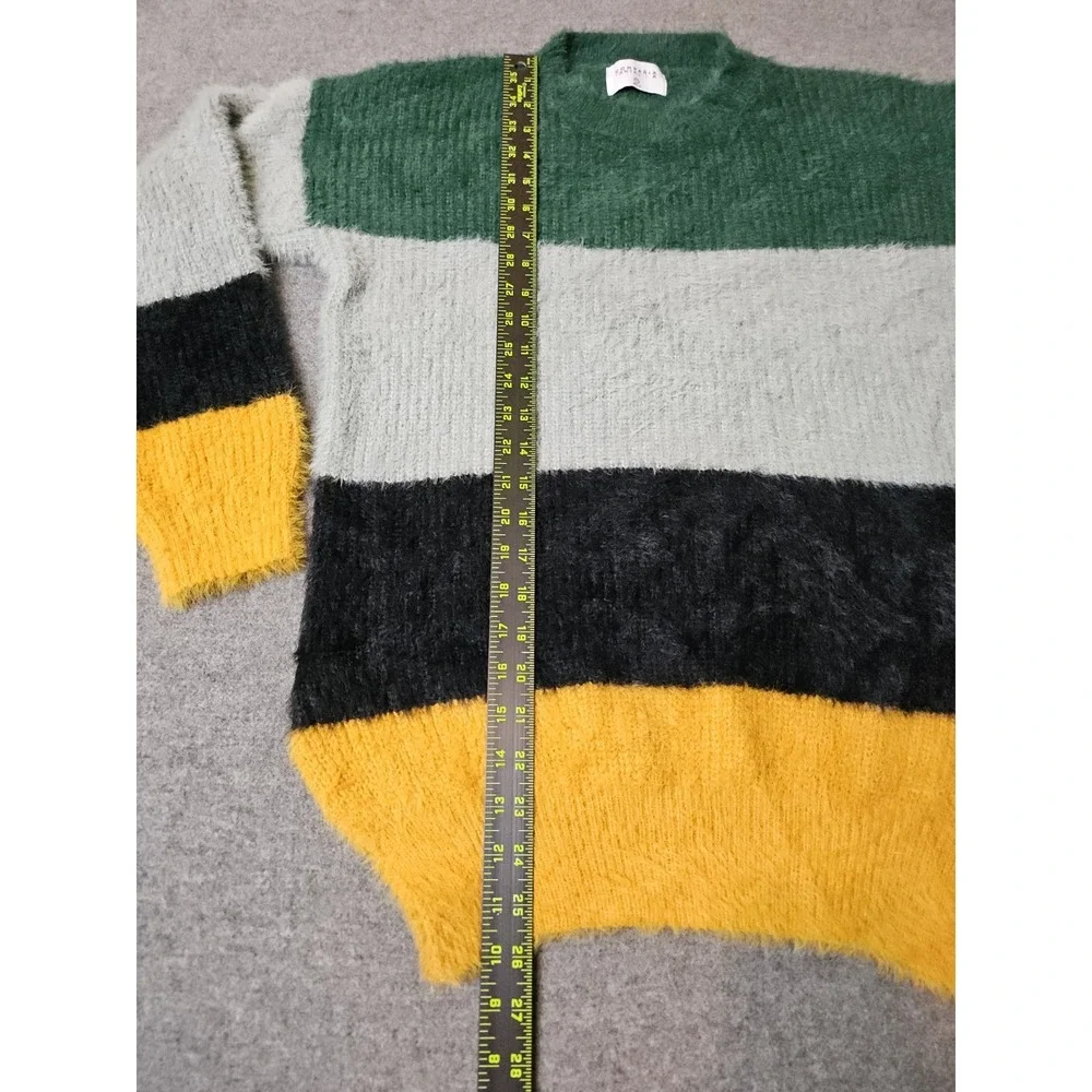 Compania Fantastica Stripe Print Textured Fuzzy‎ Knit Sweater Womens Medium
